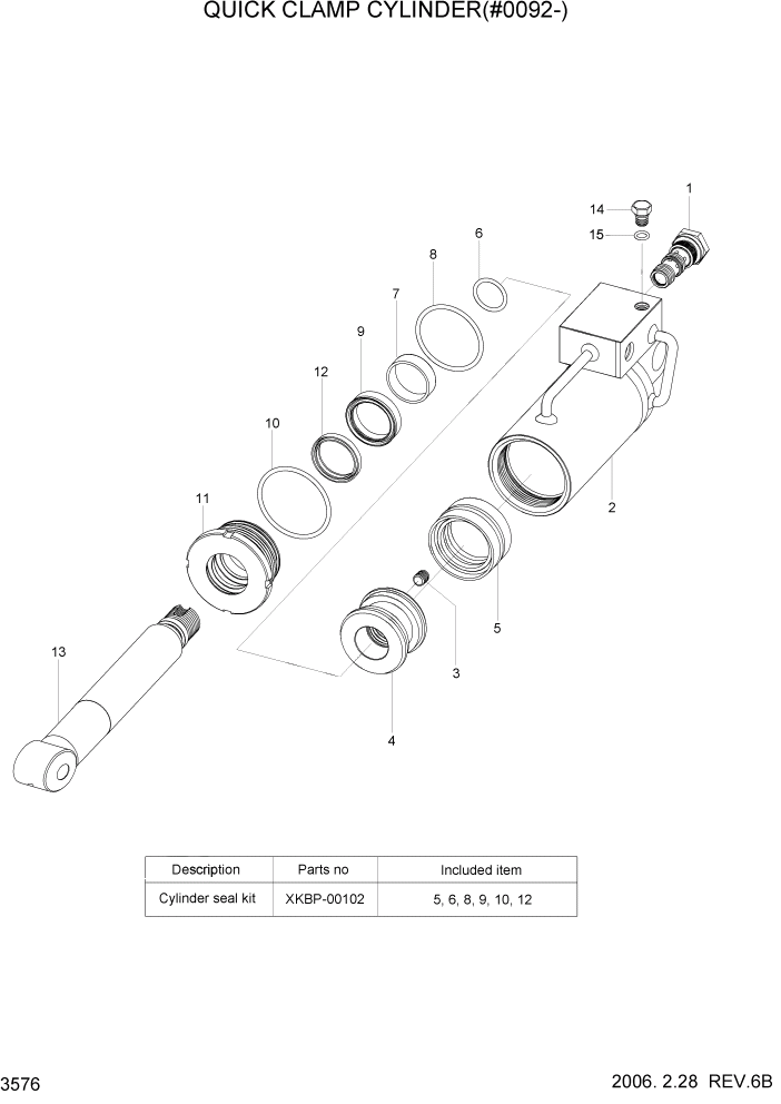 Схема запчастей Hyundai R170W7 - PAGE 3576 QUICK CLAMP CYLINDER(#0092-) ГИДРАВЛИЧЕСКАЯ СИСТЕМА
