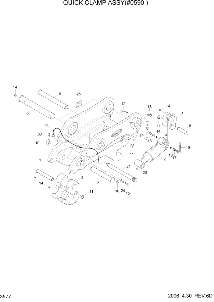 Схема запчастей Hyundai R170W7 - PAGE 3577 QUICK CLAMP ASSY(#0590-) ГИДРАВЛИЧЕСКАЯ СИСТЕМА