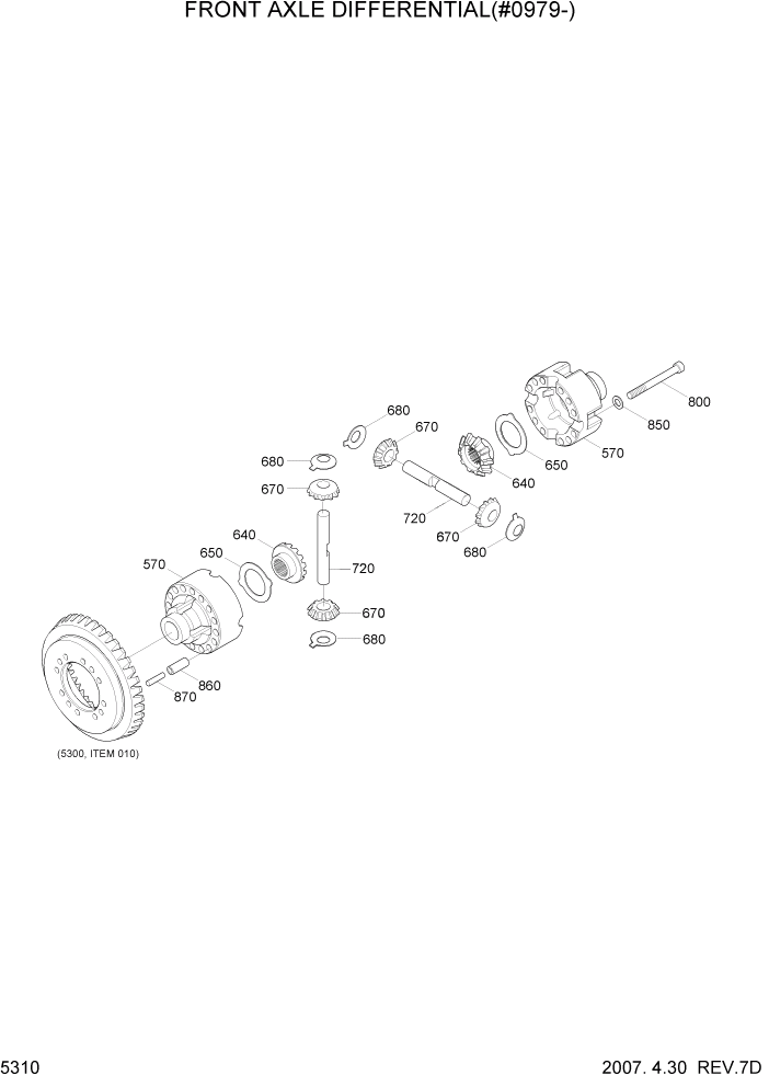 Схема запчастей Hyundai R170W7 - PAGE 5310 FRONT AXLE DIFFERENTIAL(#0979-) ТРАНСМИССИЯ