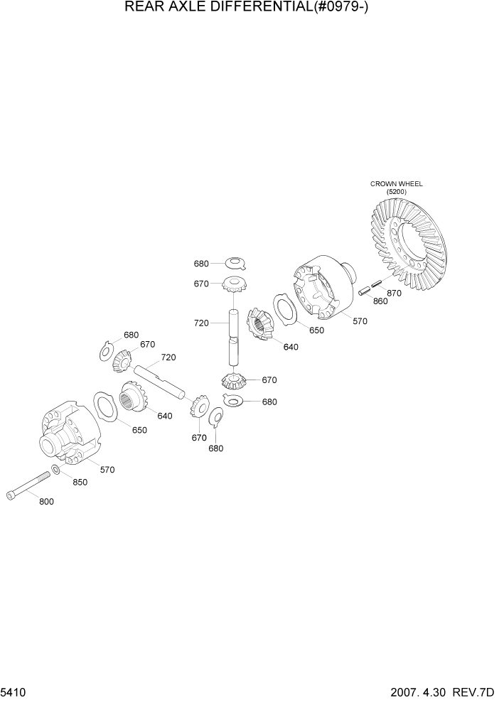 Схема запчастей Hyundai R170W7 - PAGE 5410 REAR AXLE DIFFERENTIAL(#0979-) ТРАНСМИССИЯ