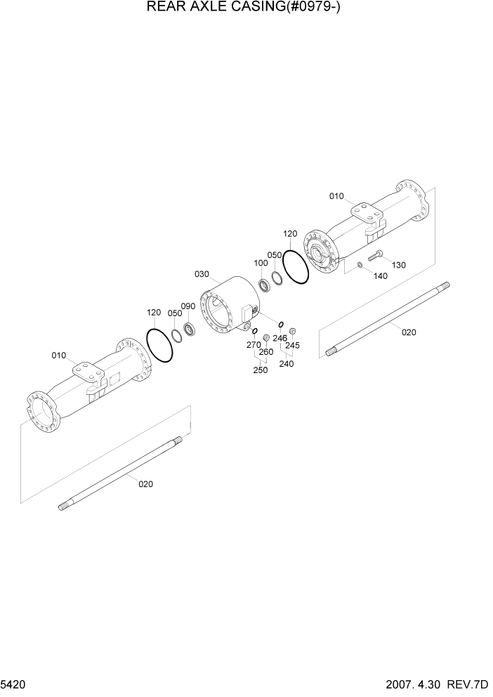 Схема запчастей Hyundai R170W7 - PAGE 5420 REAR AXLE CASING(#0979-) ТРАНСМИССИЯ