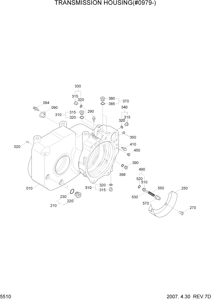 Схема запчастей Hyundai R170W7 - PAGE 5510 TRANSMISSION HOUSING(#0979-) ТРАНСМИССИЯ