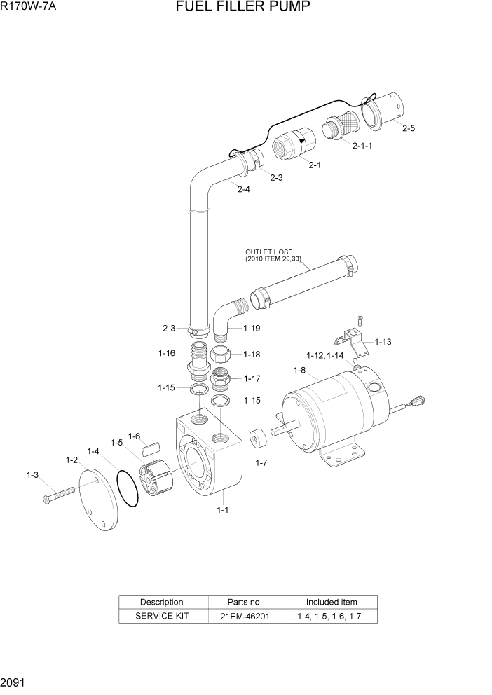 Схема запчастей Hyundai R170W7A - PAGE 2091 FUEL FILLER PUMP(#0173-) ЭЛЕКТРИЧЕСКАЯ СИСТЕМА