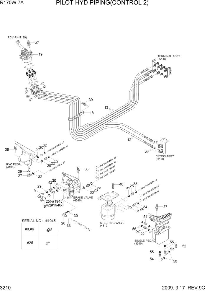 Схема запчастей Hyundai R170W7A - PAGE 3210 PILOT HYD PIPING(CONTROL 2) ГИДРАВЛИЧЕСКАЯ СИСТЕМА