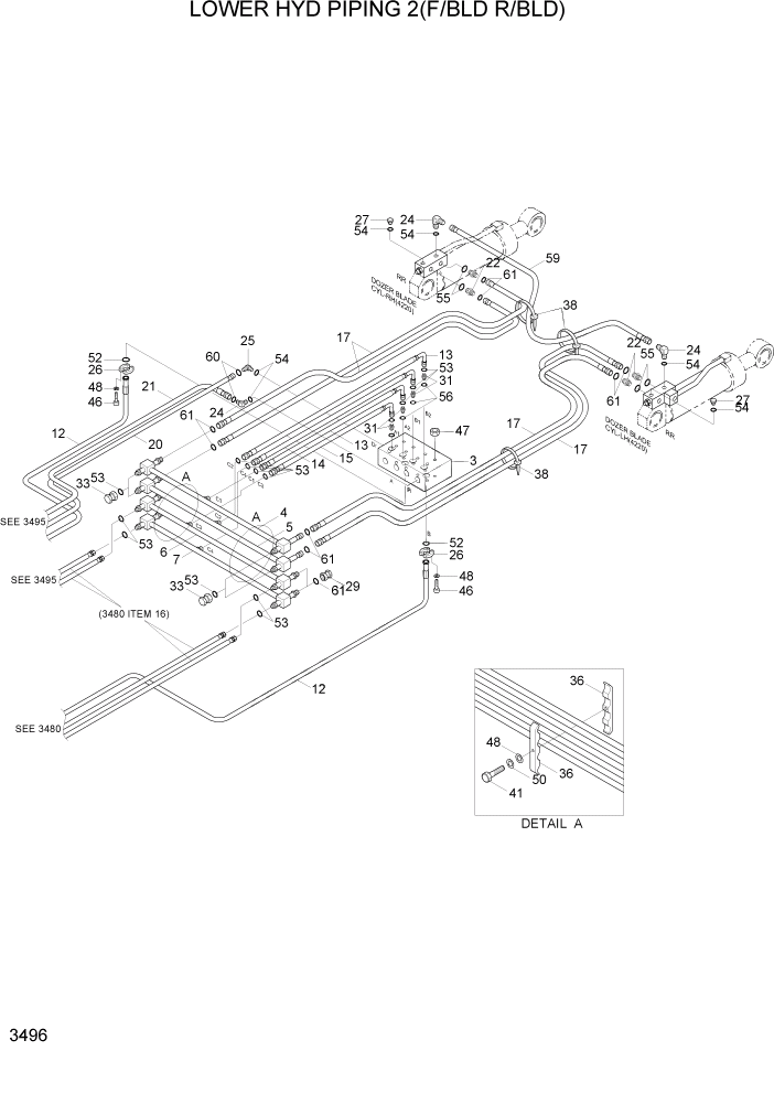 Схема запчастей Hyundai R170W7A - PAGE 3496 LOWER HYD PIPING 2(F/BLD R/BLD) ГИДРАВЛИЧЕСКАЯ СИСТЕМА