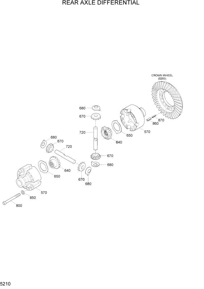 Схема запчастей Hyundai R170W7A - PAGE 5210 REAR AXLE DIFFERENTIAL ТРАНСМИССИЯ