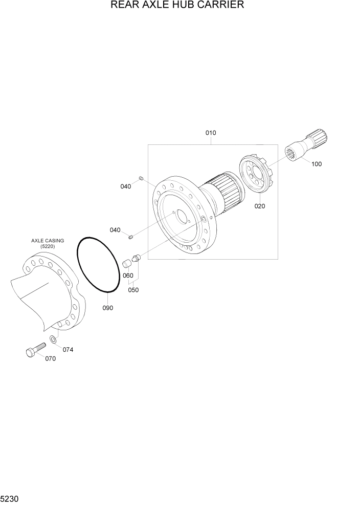 Схема запчастей Hyundai R170W7A - PAGE 5230 REAR AXLE HUB CARRIER ТРАНСМИССИЯ