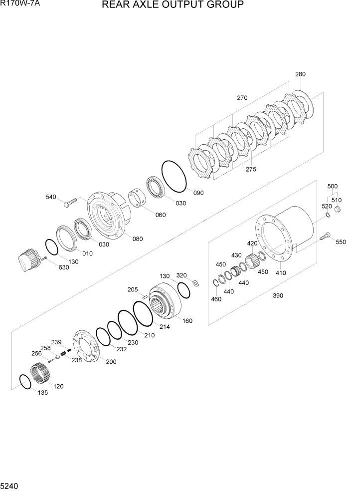 Схема запчастей Hyundai R170W7A - PAGE 5240 REAR AXLE OUTPUT GROUP ТРАНСМИССИЯ
