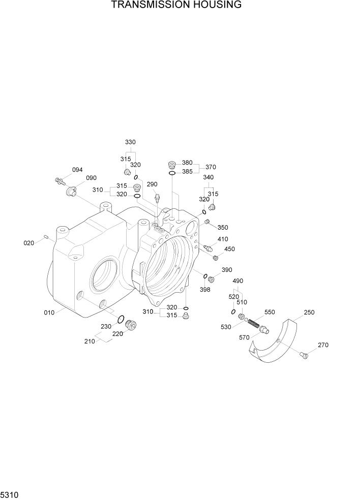 Схема запчастей Hyundai R170W7A - PAGE 5310 TRANSMISSION HOUSING ТРАНСМИССИЯ
