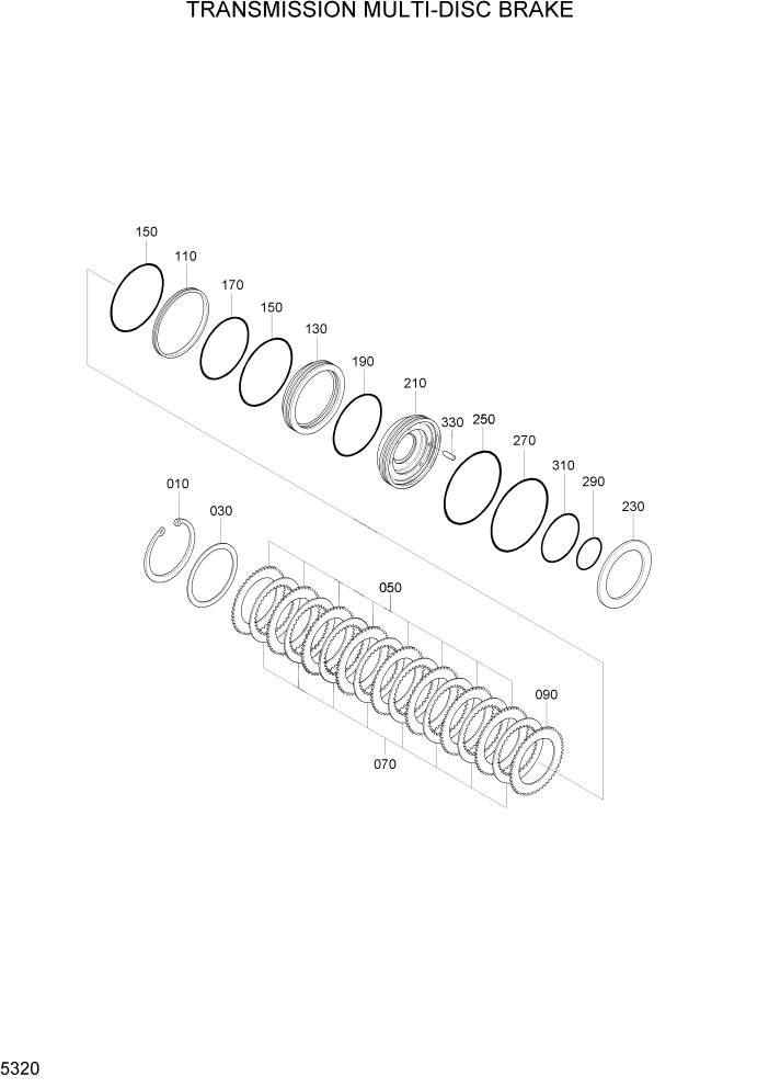 Схема запчастей Hyundai R170W7A - PAGE 5320 TRANSMISSION MULTI-DISC BRAKE ТРАНСМИССИЯ