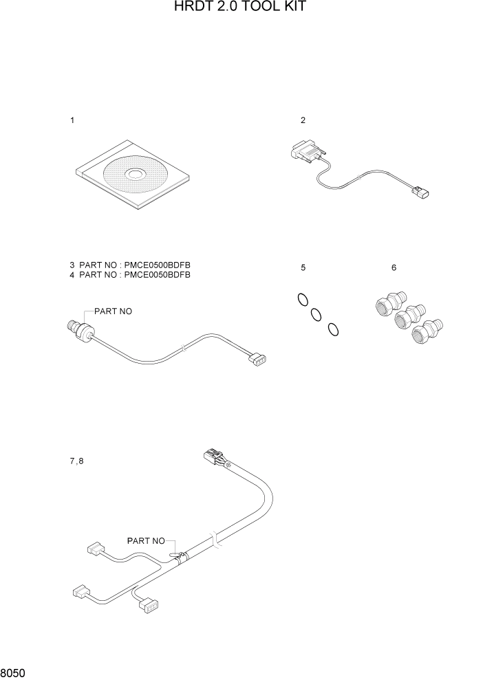 Схема запчастей Hyundai R170W7A - PAGE 8050 HRDT 2.0 TOOL KIT ДРУГИЕ ЧАСТИ