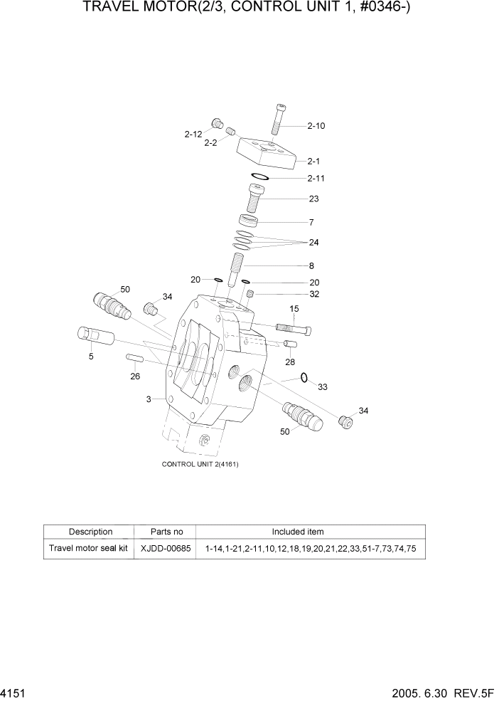 Схема запчастей Hyundai R200W7 - PAGE 4151 TRAVEL MOTOR(2/3, CONTROL UNIT 1,#0346-) ГИДРАВЛИЧЕСКИЕ КОМПОНЕНТЫ