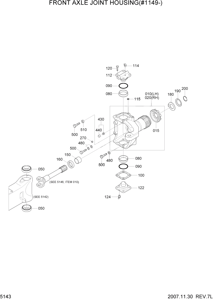Схема запчастей Hyundai R200W7 - PAGE 5143 FRONT AXLE JOINT HOUSING(#1149-) ТРАНСМИССИЯ