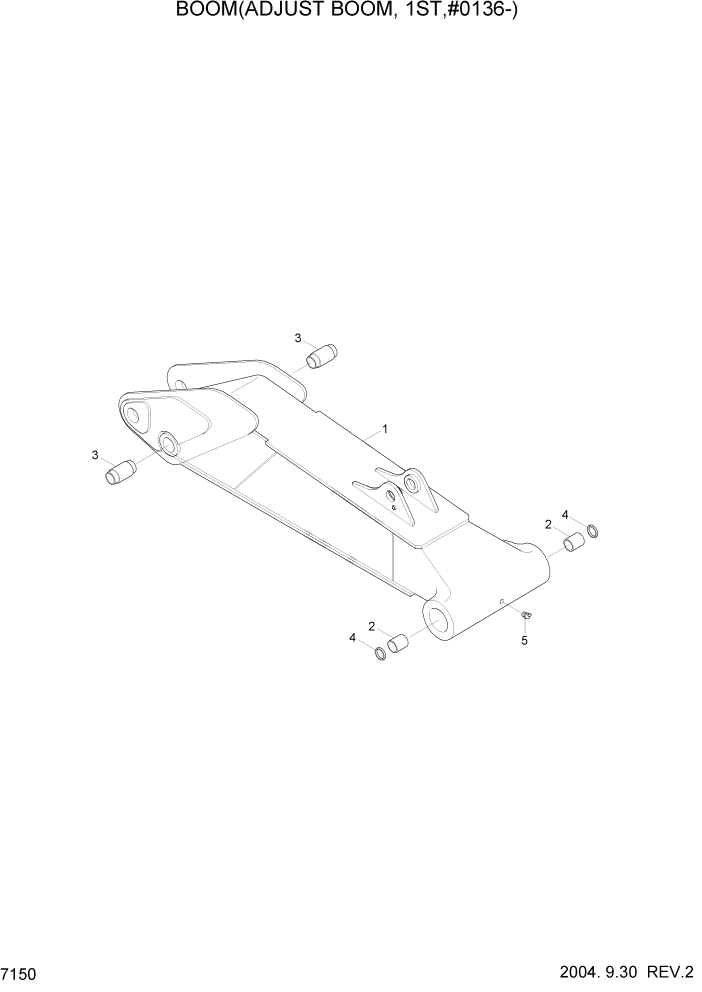 Схема запчастей Hyundai R200W7 - PAGE 7150 BOOM(ADJUST BOOM, 1ST, #0136-) РАБОЧЕЕ ОБОРУДОВАНИЕ