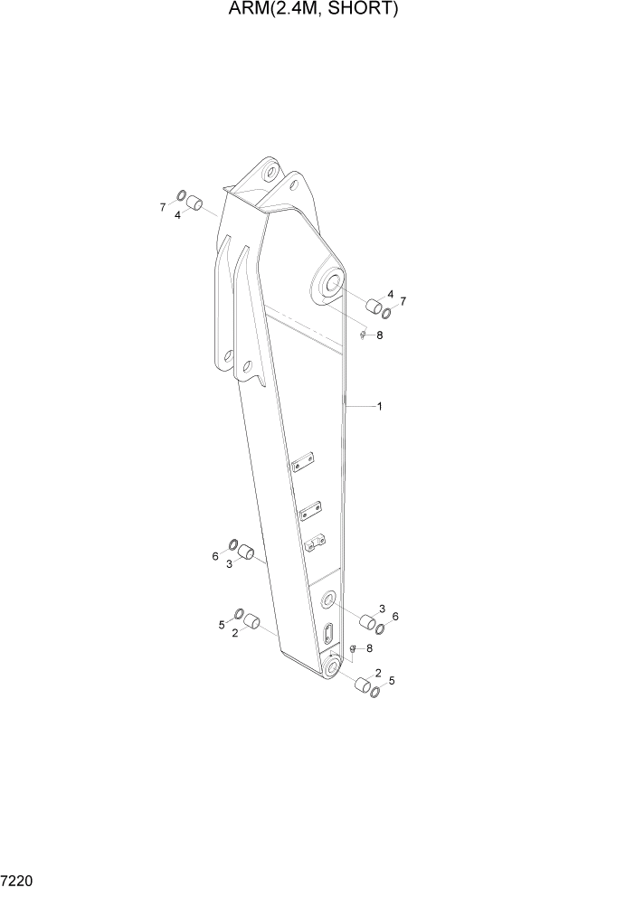Схема запчастей Hyundai R200W7 - PAGE 7220 ARM(2.4M, SHORT) РАБОЧЕЕ ОБОРУДОВАНИЕ