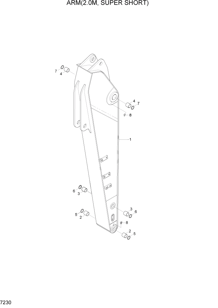 Схема запчастей Hyundai R200W7 - PAGE 7230 ARM(2.0M, SUPER SHORT) РАБОЧЕЕ ОБОРУДОВАНИЕ