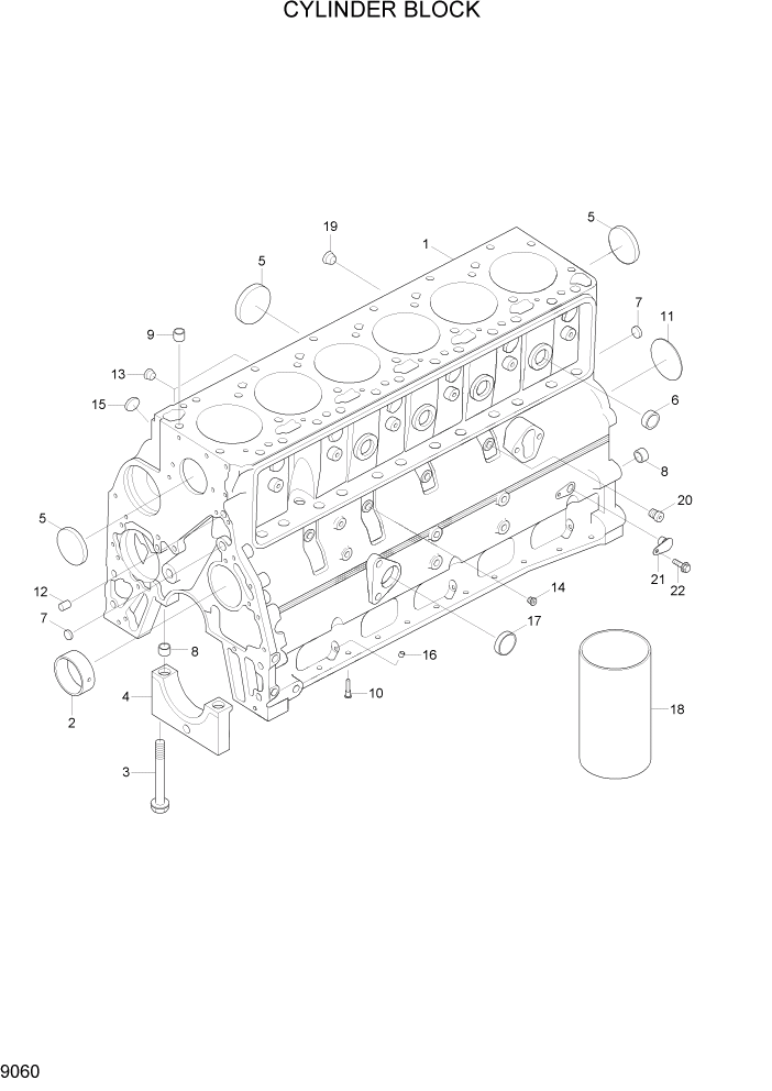Схема запчастей Hyundai R200W7 - PAGE 9060 CYLINDER BLOCK ДВИГАТЕЛЬ БАЗА