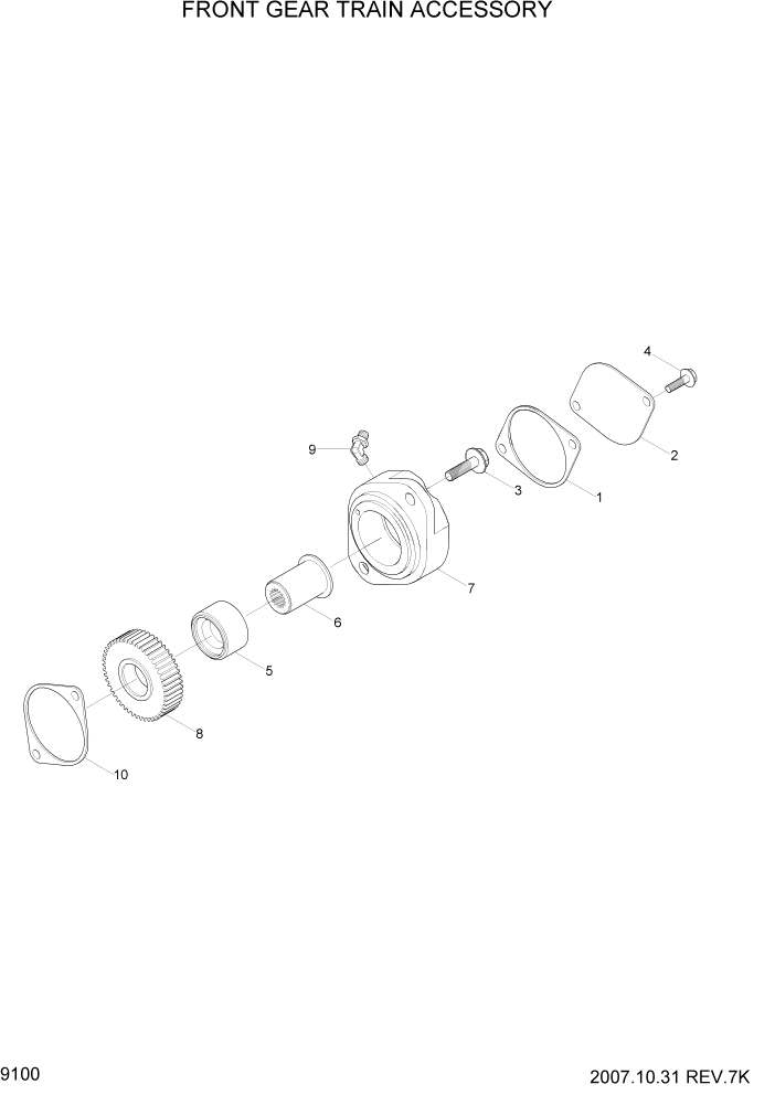 Схема запчастей Hyundai R200W7 - PAGE 9100 FRONT GEAR TRAIN ACCESSORY ДВИГАТЕЛЬ БАЗА