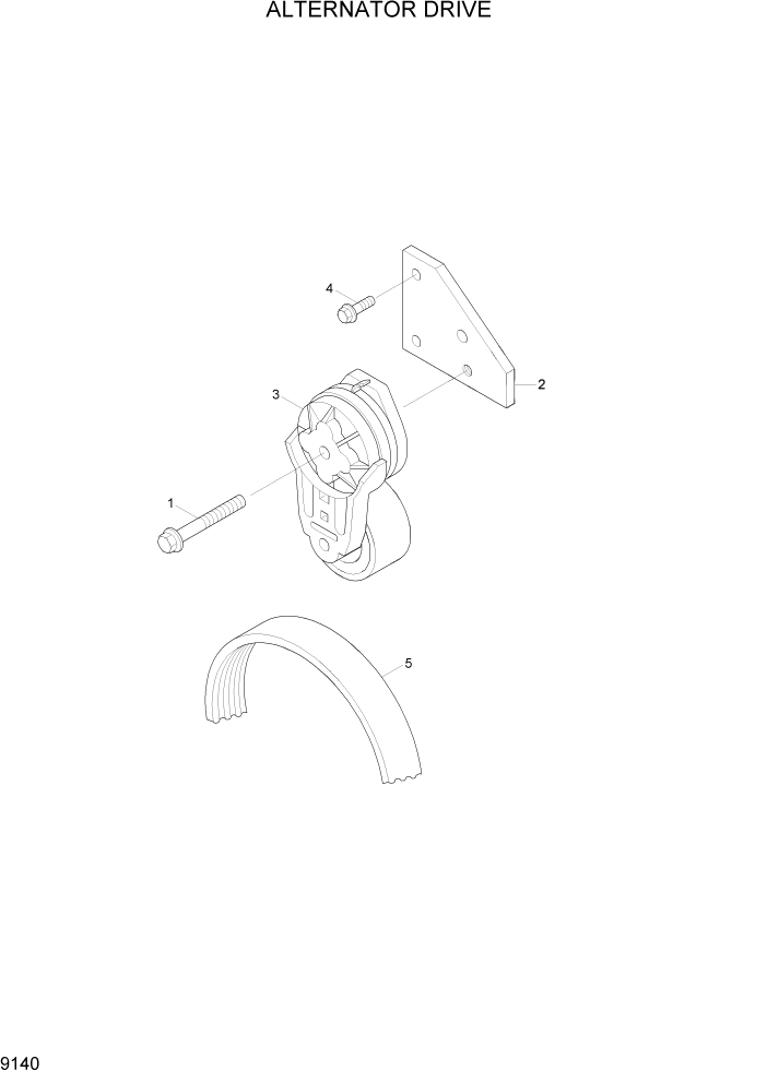 Схема запчастей Hyundai R200W7 - PAGE 9140 ALTERNATOR DRIVE ДВИГАТЕЛЬ БАЗА
