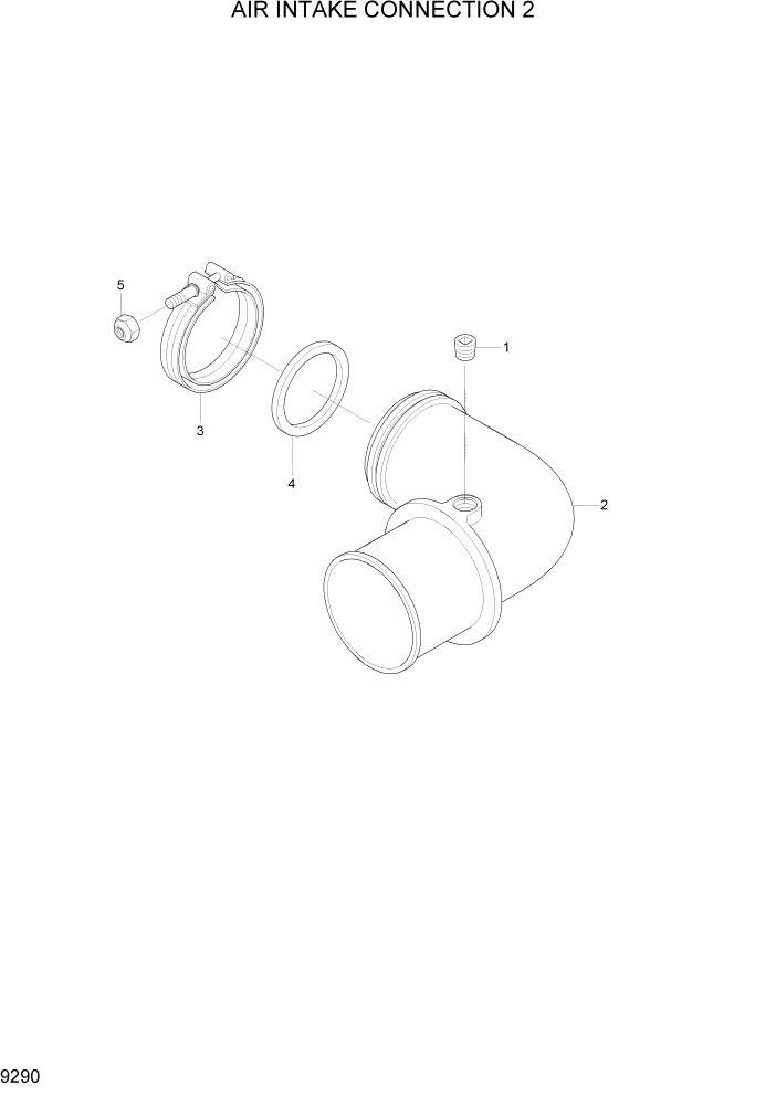 Схема запчастей Hyundai R200W7 - PAGE 9290 AIR INTAKE CONNECTION 2 ДВИГАТЕЛЬ БАЗА