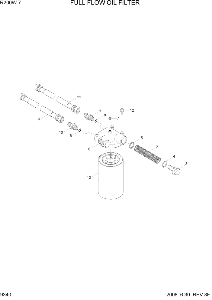 Схема запчастей Hyundai R200W7 - PAGE 9340 FULL FLOW OIL FILTER ДВИГАТЕЛЬ БАЗА
