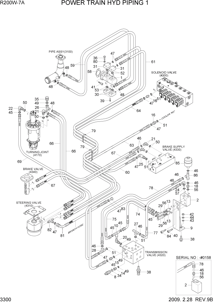 Схема запчастей Hyundai R200W7A - PAGE 3300 POWER TRAIN HYD PIPING 1 ГИДРАВЛИЧЕСКАЯ СИСТЕМА