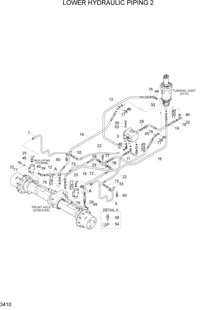 Схема запчастей Hyundai R200W7A - PAGE 3410 LOWER HYDRAULIC PIPING 2 ГИДРАВЛИЧЕСКАЯ СИСТЕМА