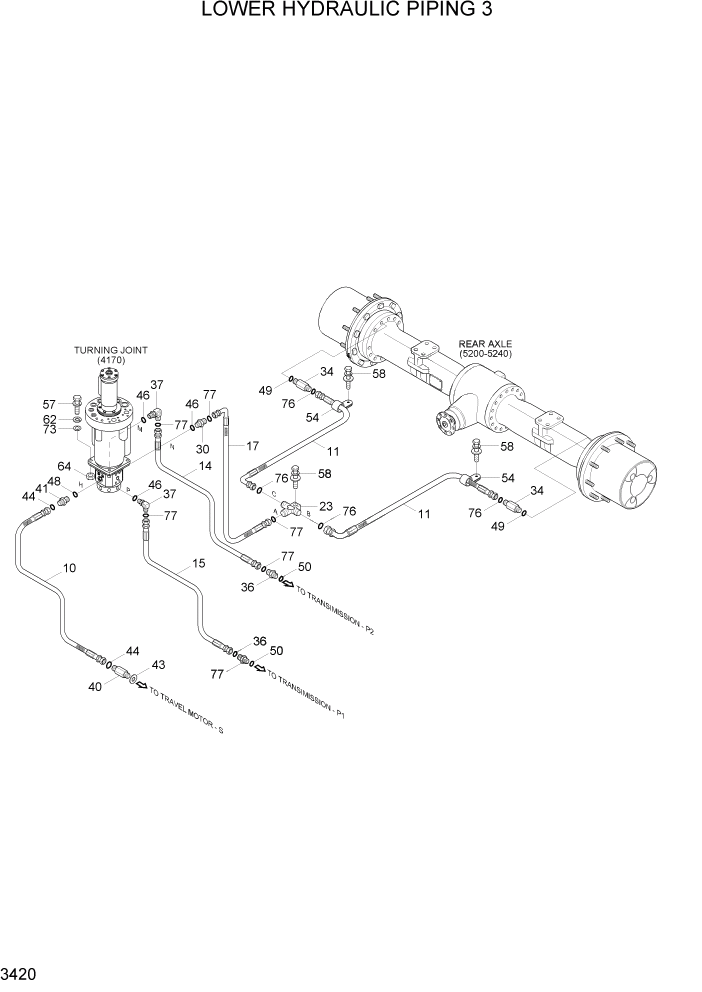 Схема запчастей Hyundai R200W7A - PAGE 3420 LOWER HYD PIPING 3 ГИДРАВЛИЧЕСКАЯ СИСТЕМА