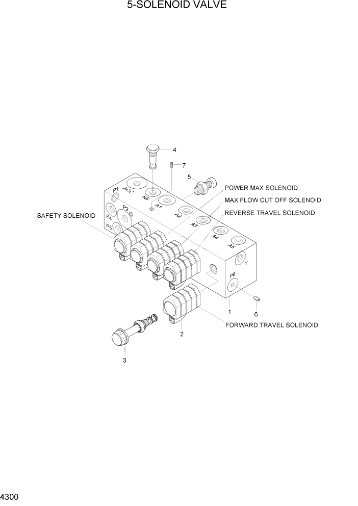 Схема запчастей Hyundai R200W7A - PAGE 4300 5-SOLENOID VALVE ГИДРАВЛИЧЕСКИЕ КОМПОНЕНТЫ