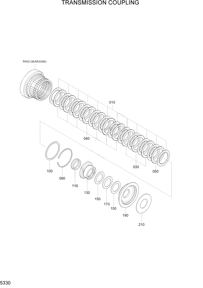 Схема запчастей Hyundai R200W7A - PAGE 5330 TRANSMISSION COUPLING ТРАНСМИССИЯ