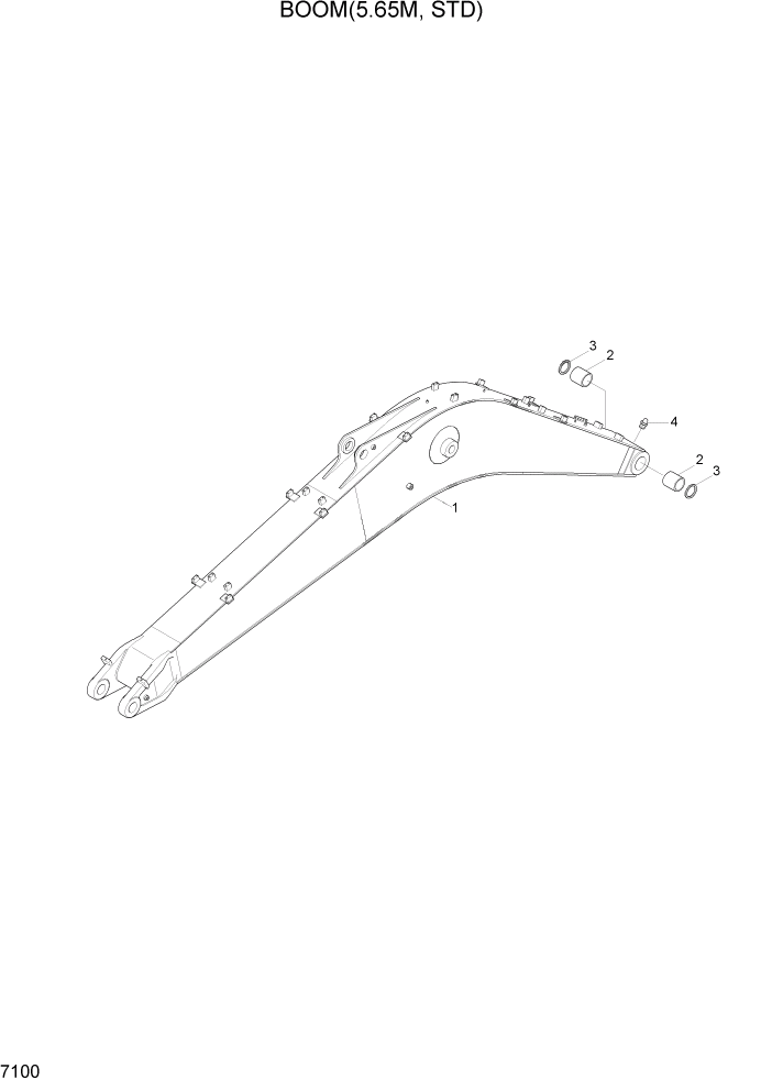 Схема запчастей Hyundai R200W7A - PAGE 7100 BOOM(5.65M, STD) РАБОЧЕЕ ОБОРУДОВАНИЕ