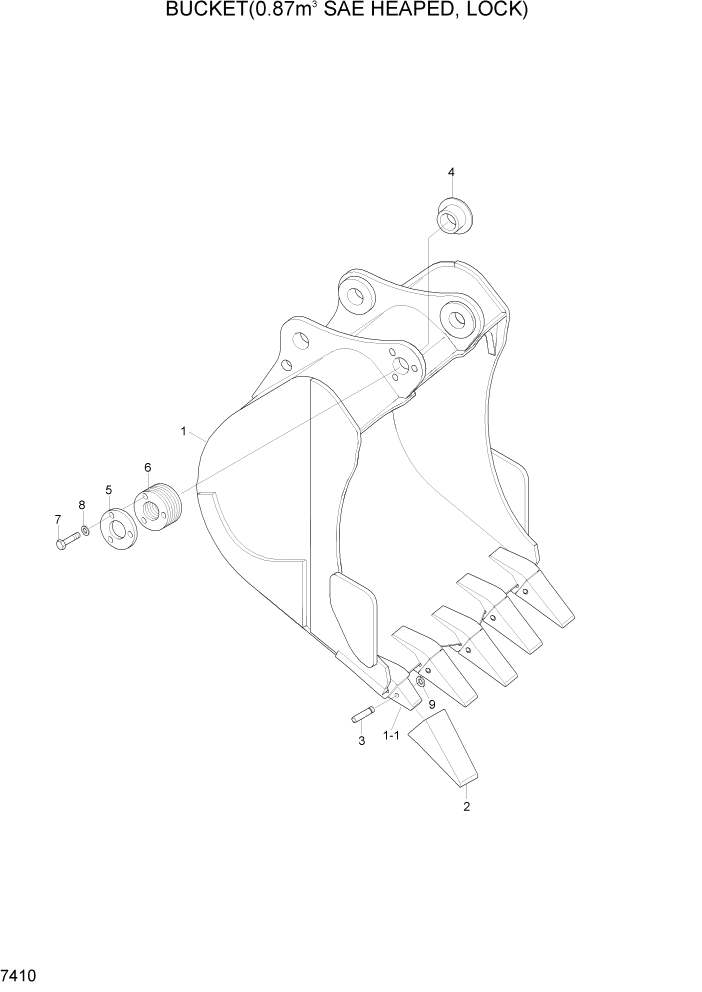 Схема запчастей Hyundai R200W7A - PAGE 7410 BUCKET(0.87M3 SAE HEAPED, ROCK) РАБОЧЕЕ ОБОРУДОВАНИЕ