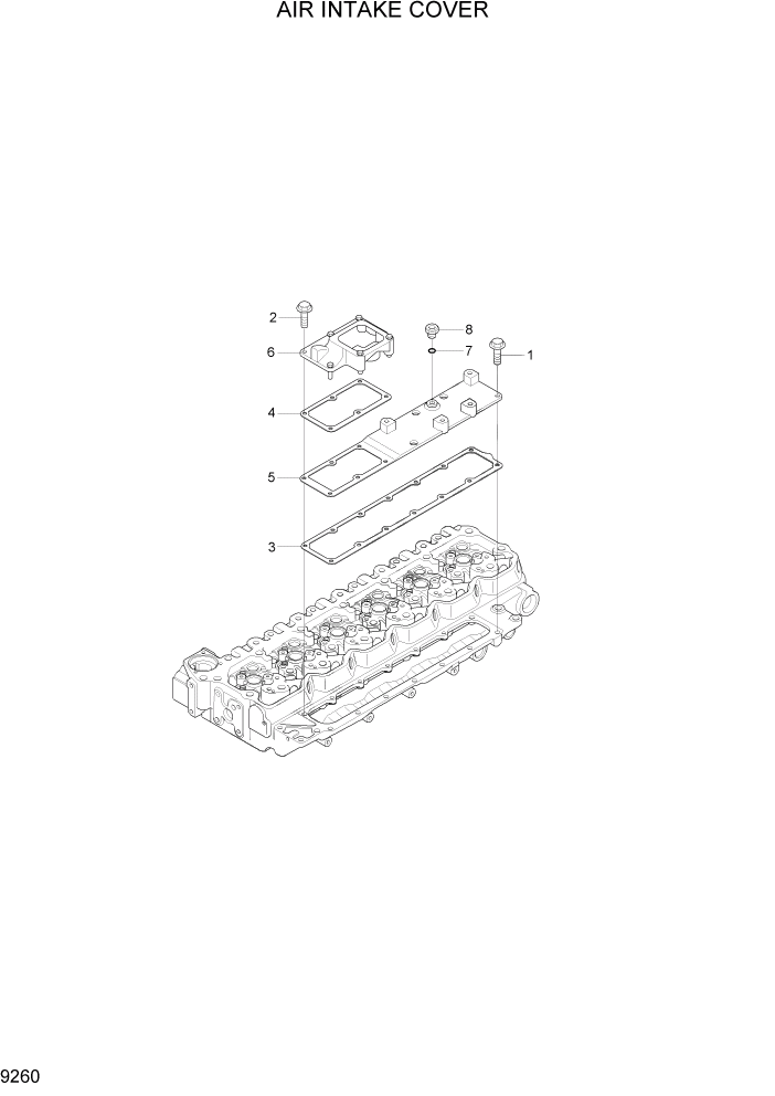 Схема запчастей Hyundai R200W7A - PAGE 9260 AIR INTAKE COVER ДВИГАТЕЛЬ БАЗА