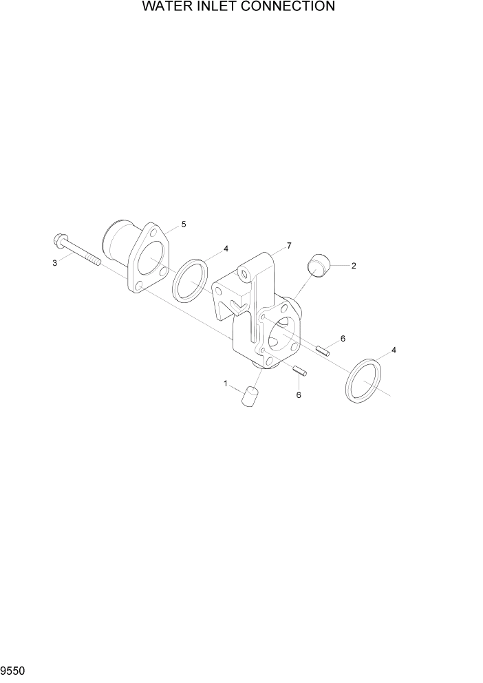 Схема запчастей Hyundai R200W7A - PAGE 9550 WATER INLET CONNECTION ДВИГАТЕЛЬ БАЗА