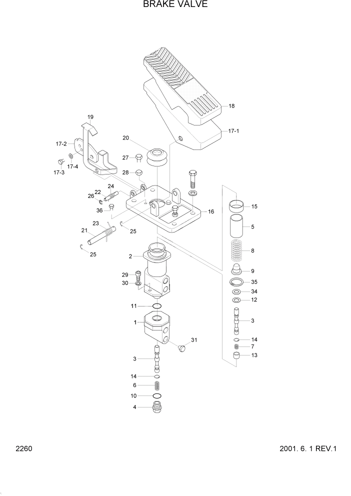 Схема запчастей Hyundai R95W3 - PAGE 2260 BRAKE VALVE ГИДРАВЛИЧЕСКАЯ СИСТЕМА