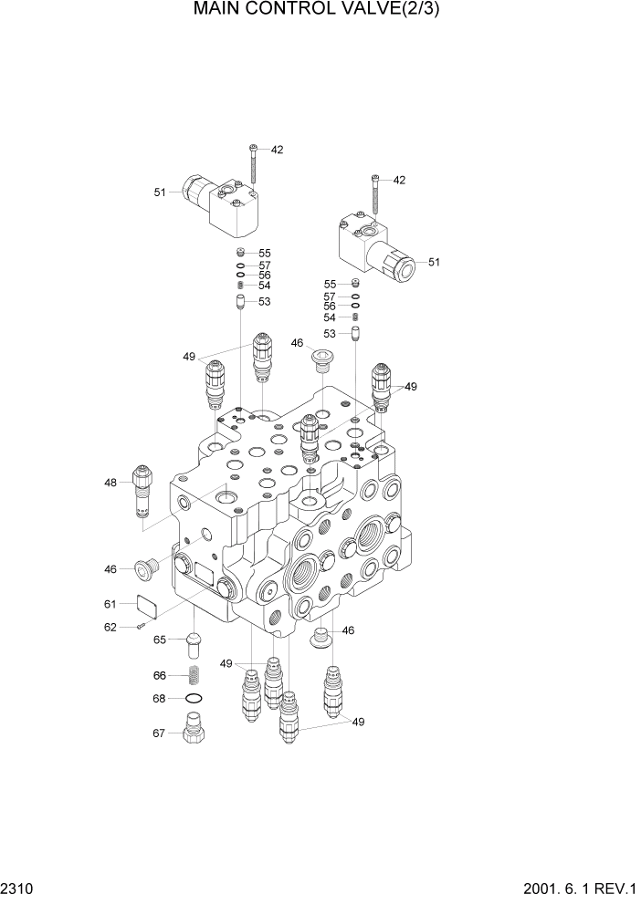 Схема запчастей Hyundai R95W3 - PAGE 2310 MAIN CONTROL VALVE(2/3) ГИДРАВЛИЧЕСКАЯ СИСТЕМА