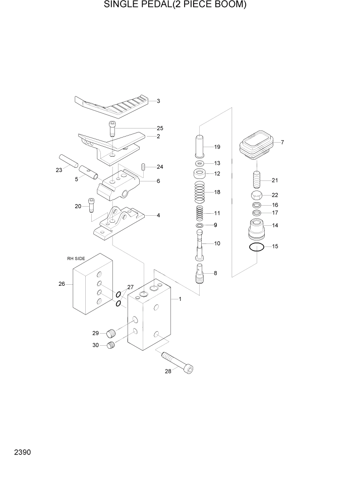 Схема запчастей Hyundai R95W3 - PAGE 2390 SINGLE PEDAL(2 PIECE BOOM) ГИДРАВЛИЧЕСКАЯ СИСТЕМА