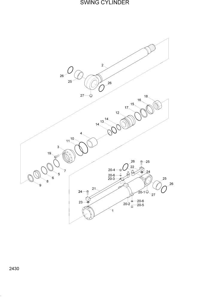 Схема запчастей Hyundai R95W3 - PAGE 2430 SWING CYLINDER ГИДРАВЛИЧЕСКАЯ СИСТЕМА