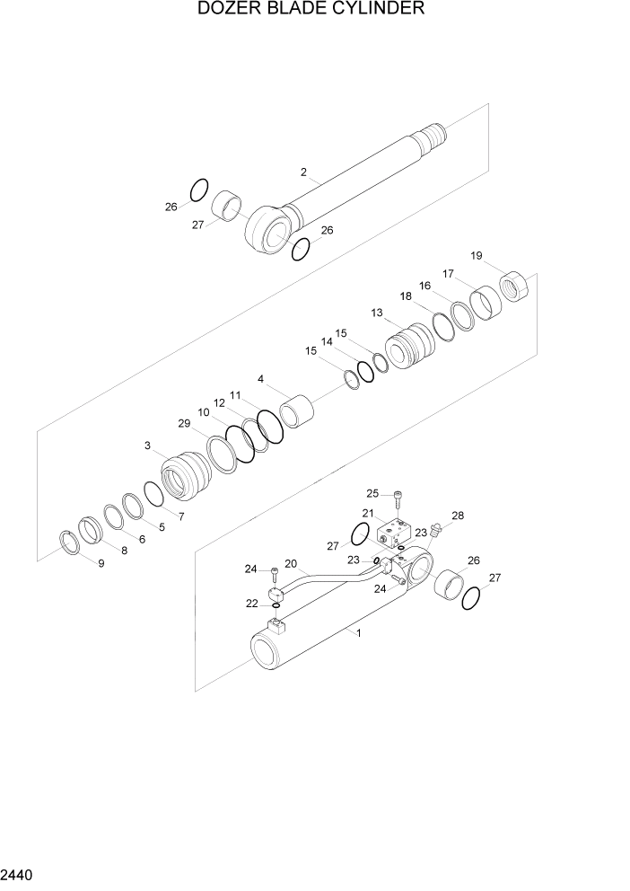 Схема запчастей Hyundai R95W3 - PAGE 2440 OUTRIGGER/DOZER BLADE CYLINDER ГИДРАВЛИЧЕСКАЯ СИСТЕМА
