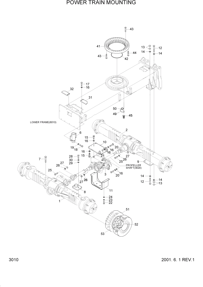 Схема запчастей Hyundai R95W3 - PAGE 3010 POWER TRAIN MOUNTING ТРАНСМИССИЯ