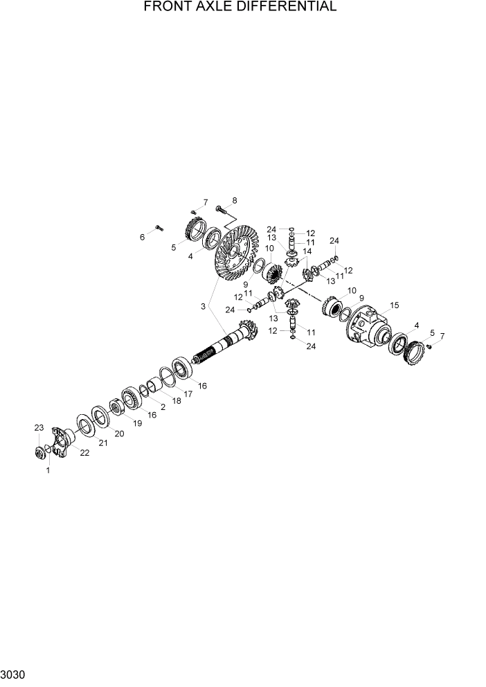 Схема запчастей Hyundai R95W3 - PAGE 3030 FRONT AXLE DIFFERENTIAL ТРАНСМИССИЯ