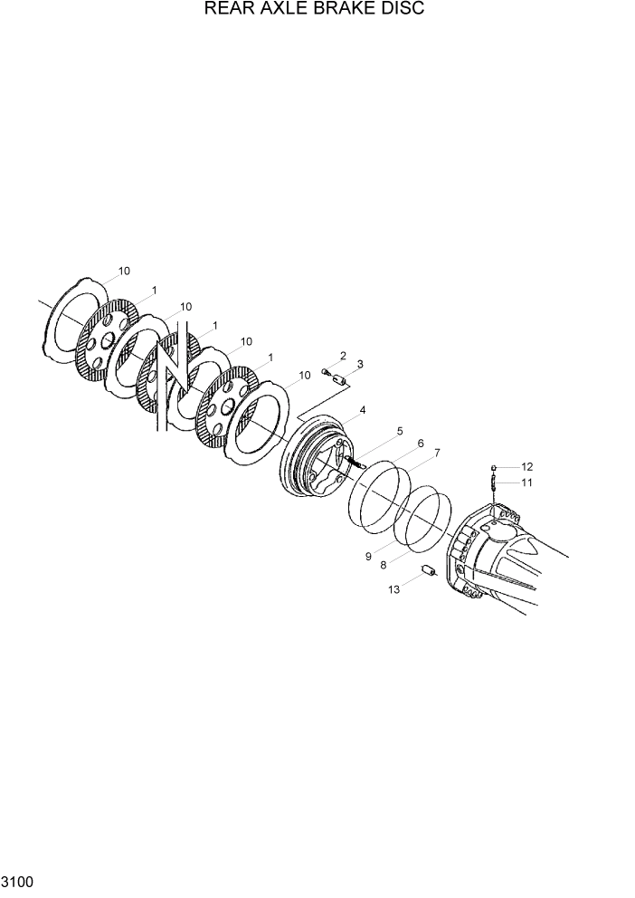 Схема запчастей Hyundai R95W3 - PAGE 3100 REAR AXLE BRAKE DISC ТРАНСМИССИЯ