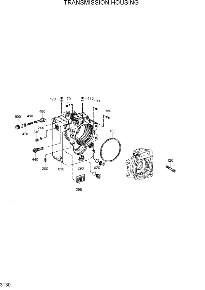 Схема запчастей Hyundai R95W3 - PAGE 3130 TRANSMISSION HOUSING ТРАНСМИССИЯ