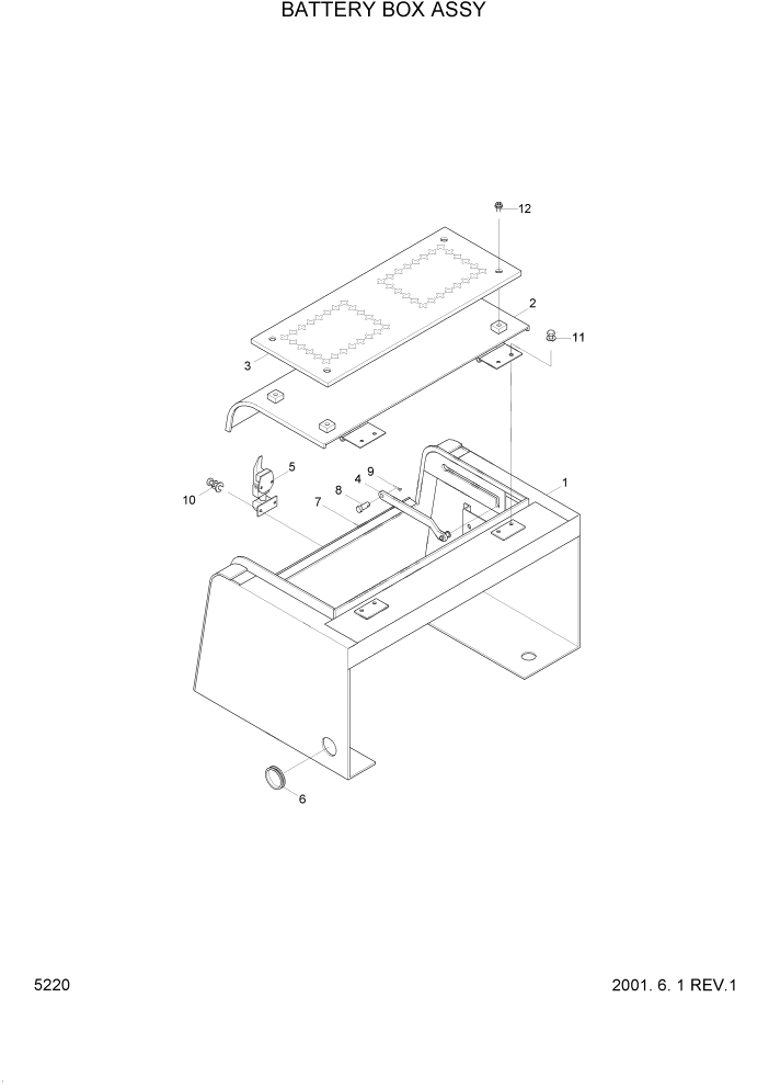 Схема запчастей Hyundai R95W3 - PAGE 5220 BATTERY BOX ASSY ВЕРХНЯЯ ЧАСТЬ