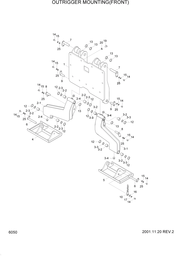 Схема запчастей Hyundai R95W3 - PAGE 6050 OUTRIGGER MOUNTING(FRONT) НИЖНЯЯ ЧАСТЬ