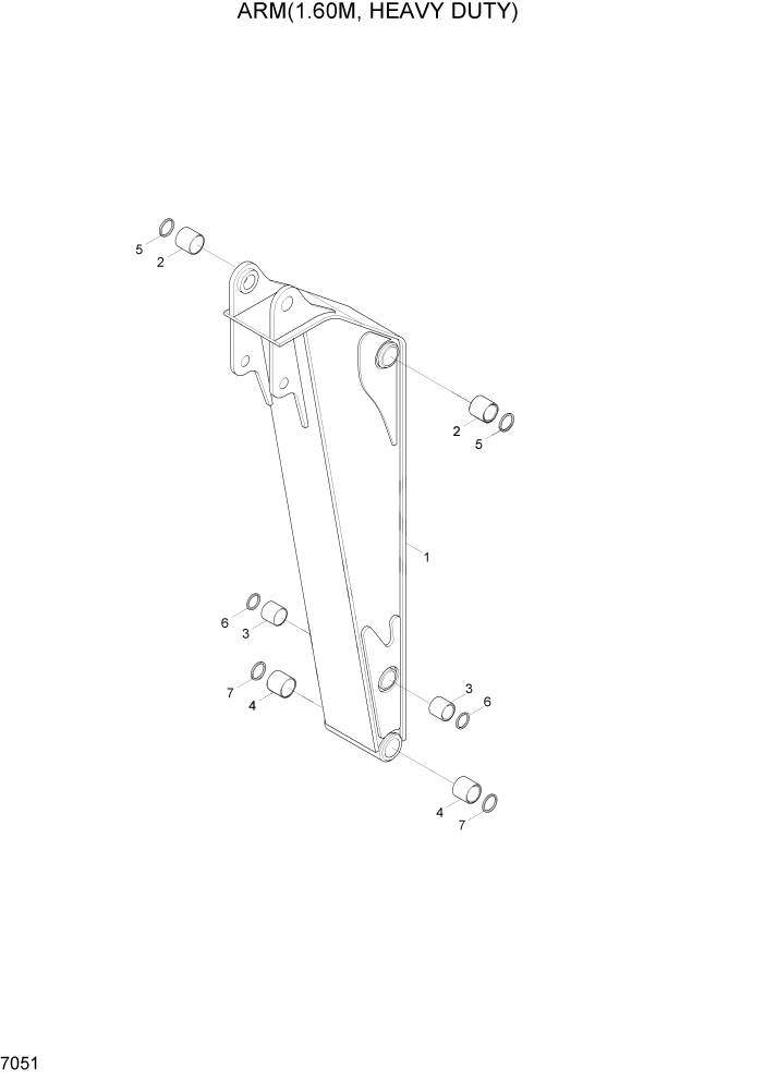 Схема запчастей Hyundai R95W3 - PAGE 7051 ARM(1.60M, HEAVY DUTY) РАБОЧЕЕ ОБОРУДОВАНИЕ