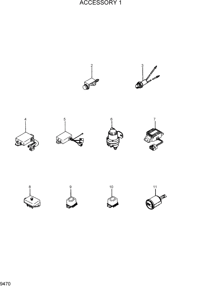 Схема запчастей Hyundai R95W3 - PAGE 9470 ACCESSORY 1 ДВИГАТЕЛЬ БАЗА