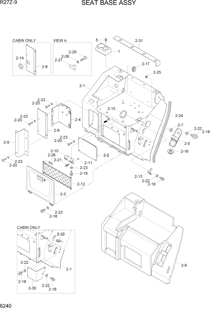 Схема запчастей Hyundai R27Z-9 - PAGE 6240 SEAT BASE ASSY СТРУКТУРА
