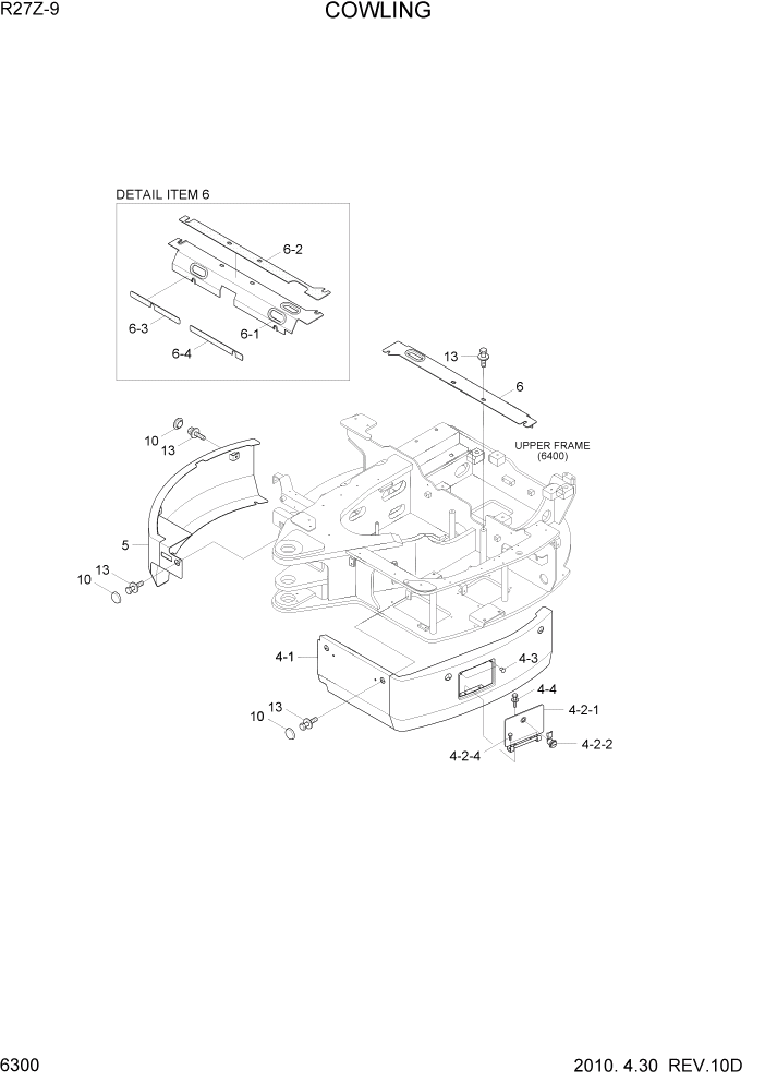 Схема запчастей Hyundai R27Z-9 - PAGE 6300 COWLING СТРУКТУРА