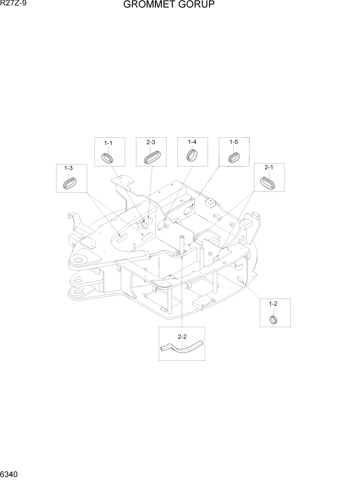 Схема запчастей Hyundai R27Z-9 - PAGE 6340 GROMMET GROUP СТРУКТУРА
